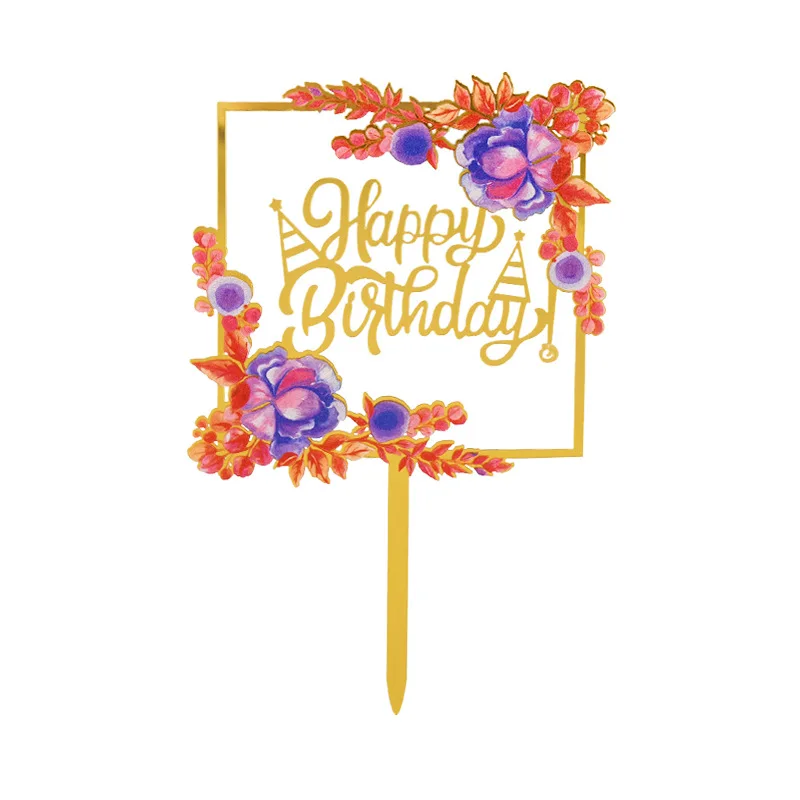 

Happy Birthday Cake Topper Gold Acrylic Cake Topper decoration Wedding Party Baking DIY Dessert Cake Decor