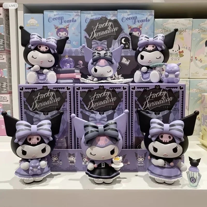 

Sanrio глухая коробка Kuromi счастливая гадания экшн-фигурка кавайная аниме Серия Модель Статуя Кукла милая девочка подарок на день рождения украшение