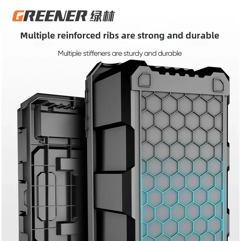 Professional Heavy Duty Green Toolbox with Foldable Three Layers and Multi-Purpose Carrying Handle 5