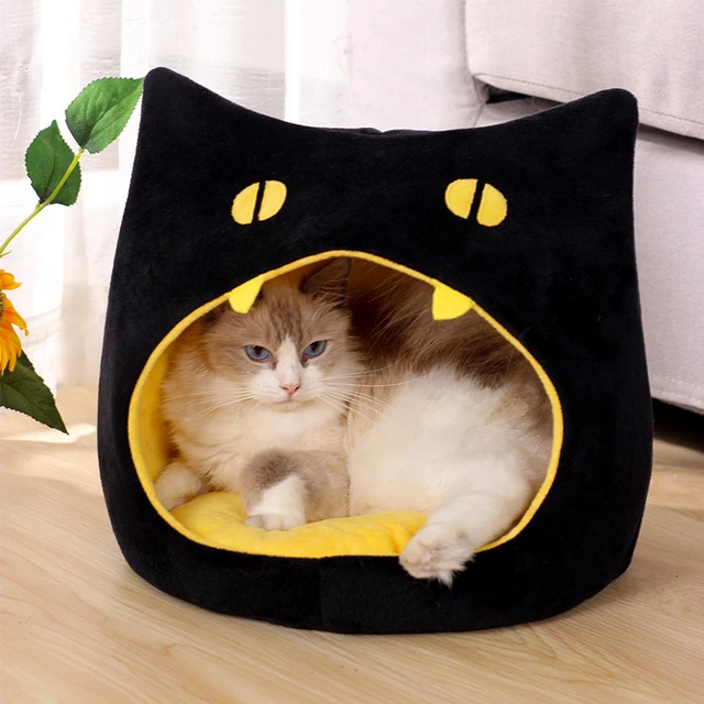 Cats Bed Halloween Goods Warm Houses and Habitats Winter Pet Christmas Puppy Accessories Dog All Kitten Supplies House Accessory 1