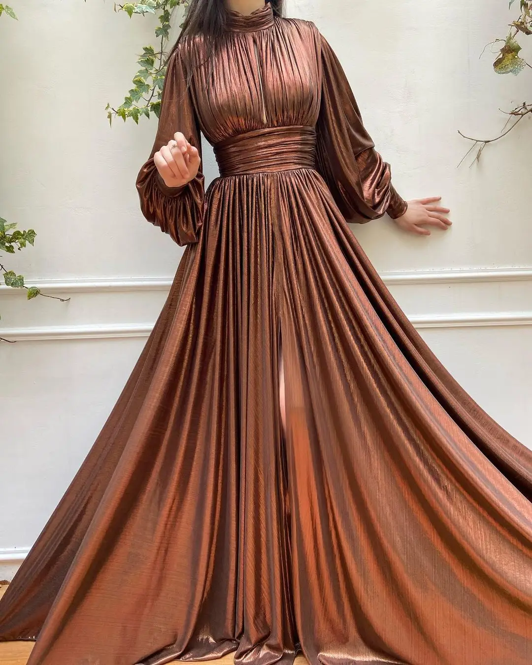 Women Sexy Shiny Olive Green Boho Dress Spring Autumn Long Sleeve Evening  Party Dress Elegant Maxi Slit Big Swing Formal Dresses - AliExpress  200000345