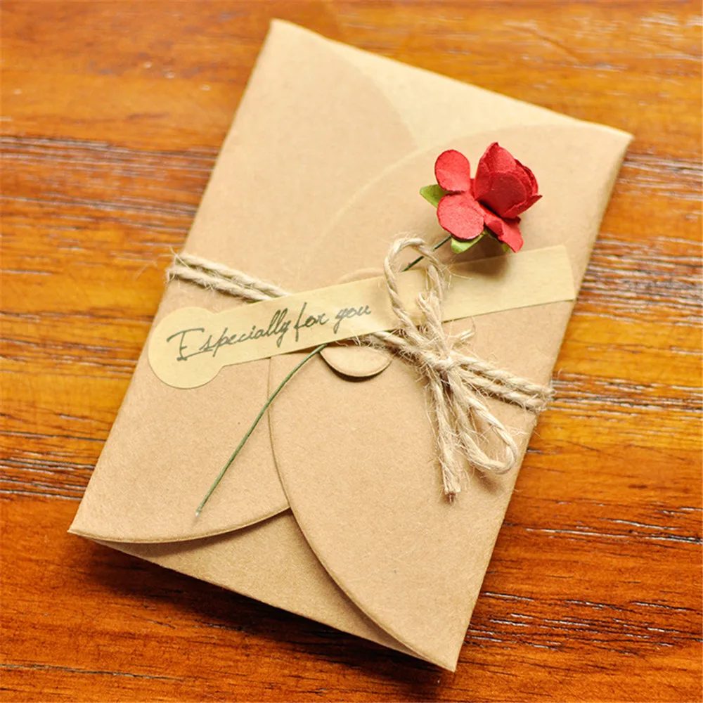Gift DIY Note Mini 5PCS Blank Greeting Card Message Card Kraft Paper Craft 