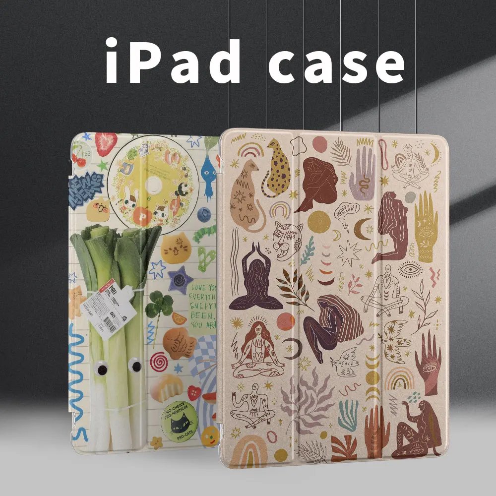 Sleek Pattern iPad Case with Pen Slot and Anti-Fall Protection