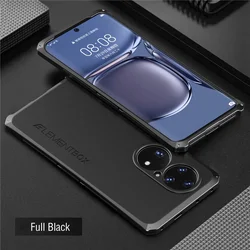 Luxury Shockproof Metal Armor Case - Premium Aluminum Matte Full Cover for Huawei P60 (Full Black)