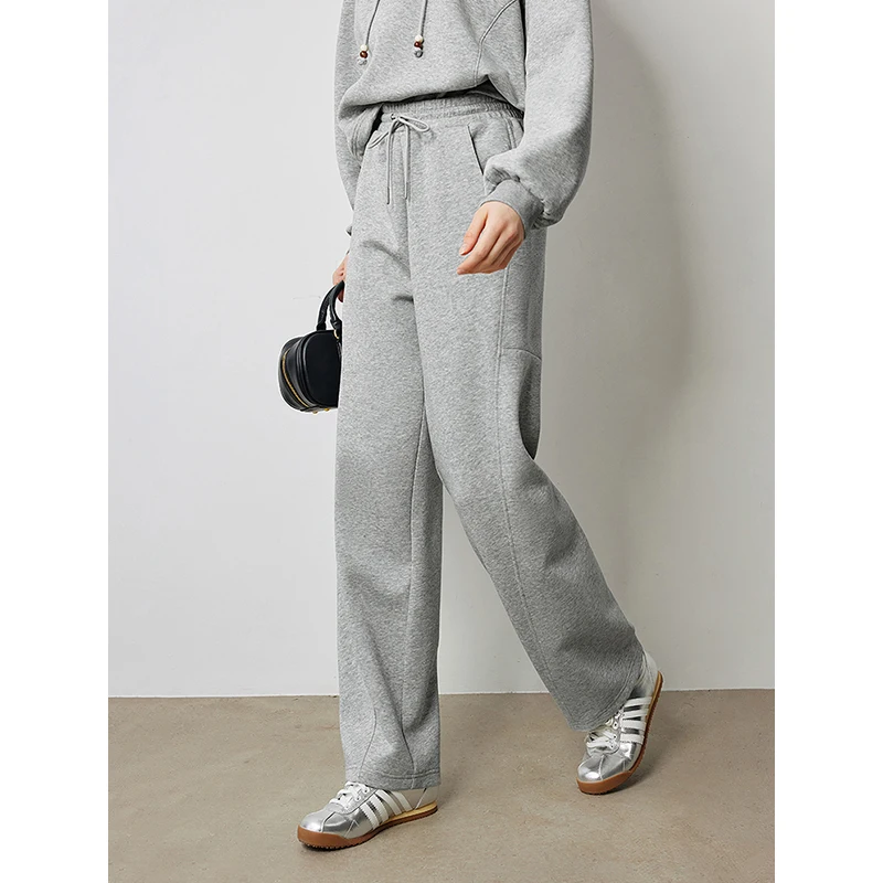 Women Sweatpants Autumn Patchwork Elastic Waist Pocket Casual Pants