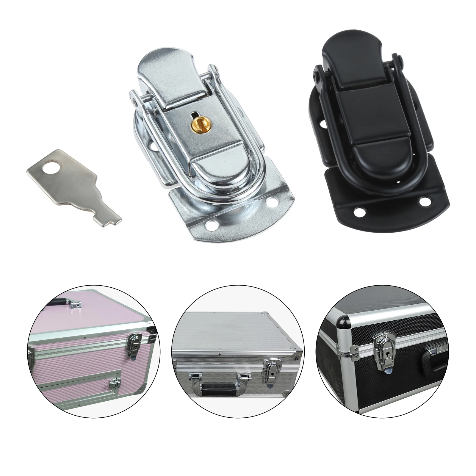 Furniture Hardware 2 Set 69*34mm Box Hasp Catch Latch Tool Cabinet Lock Buckle Belt Fixed Aviation Box Accessorie
