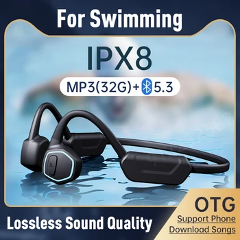 샤오미 무선 블루투스 골전도 이어폰, IPX8 방수 MP3 플레이어, 하이파이 헤드폰, 마이크 헤드셋 포함, 수영용