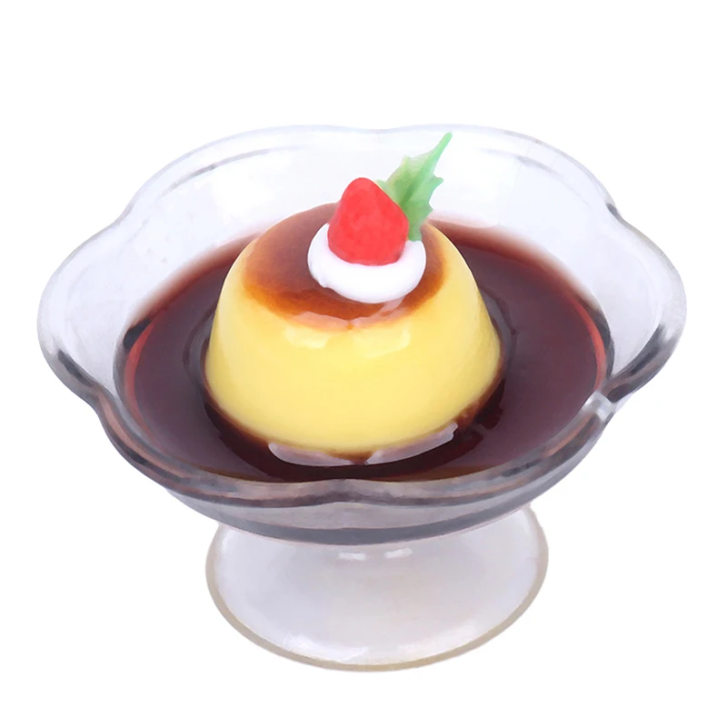 

1PCS Dollhouse Miniature Pudding Cup Simulation Food Model Kitchen Accessories For Doll House Decoration Kids Pretend Play Toys