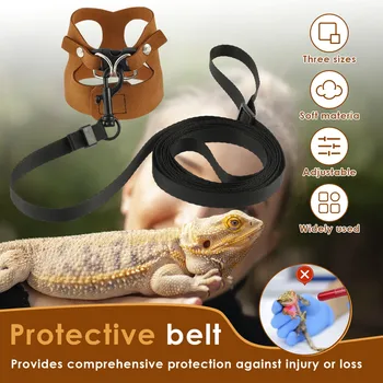 3 Pcs Adjustable Reptile Lizard Harness Leash Training Walking Rope Anti-Bite pet collars|-f-| harness leashe Harness supplies 6