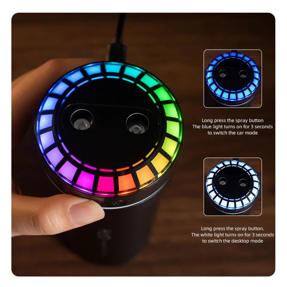 300ml Double Spray Vehicle Air Humidifier with Mood Light Car Mini Humidifier Smart Pickup for Home Office Room