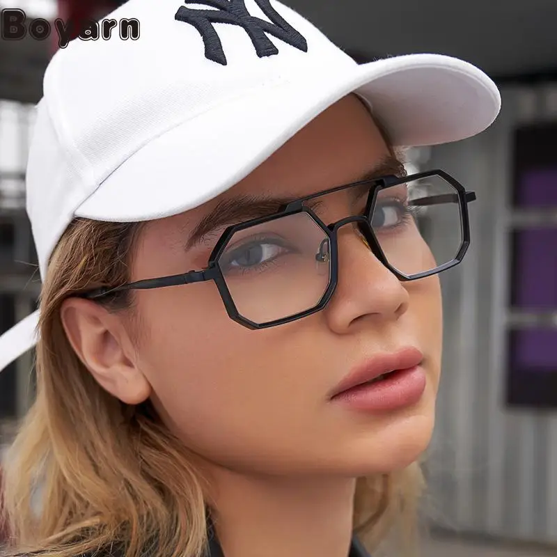 

Новые солнцезащитные очки Boyarn в стиле стимпанк, мужские многоугольные небольшие очки в оправе, женские модные солнцезащитные очки, солнцез...