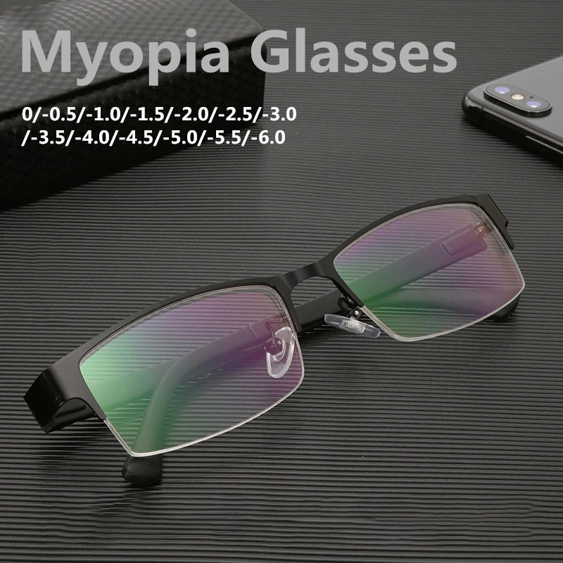 

Myopia Glasses Men Metal Frame Glasses Clear GlassesRadiation Protection Unisex Eyeglasses Retro Mens Glasses 0 To -6.0