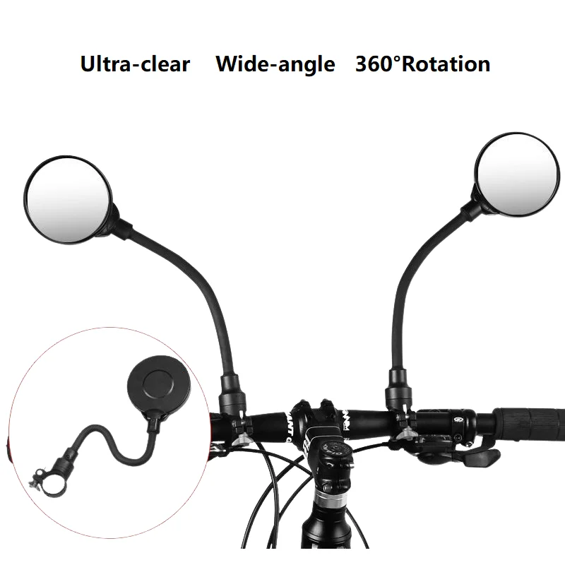 1PC Bicycle Rearview Handlebar Mirrors 360 for Mountain Road Bike Motorcycle Bendable Hose Adjustable Rearview Mirror