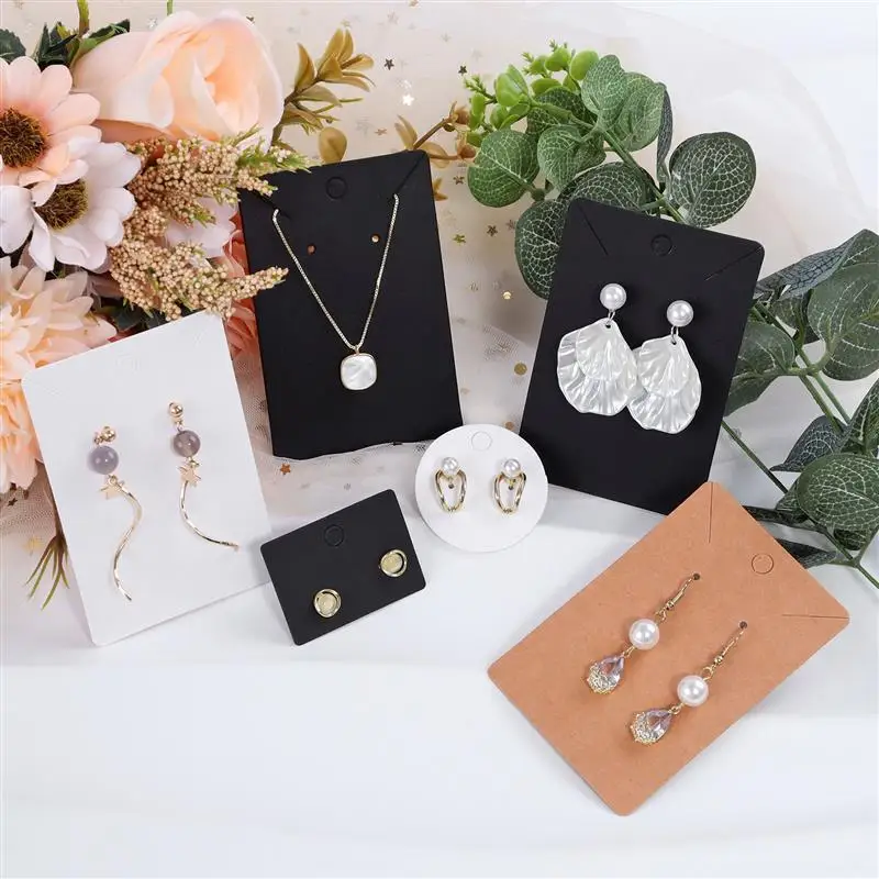 50pcs/lot Earrings Necklaces Display Cards for Jewelry Boxed and Packaging Cardboard Hang Tag Card Ear Studs Paper Card