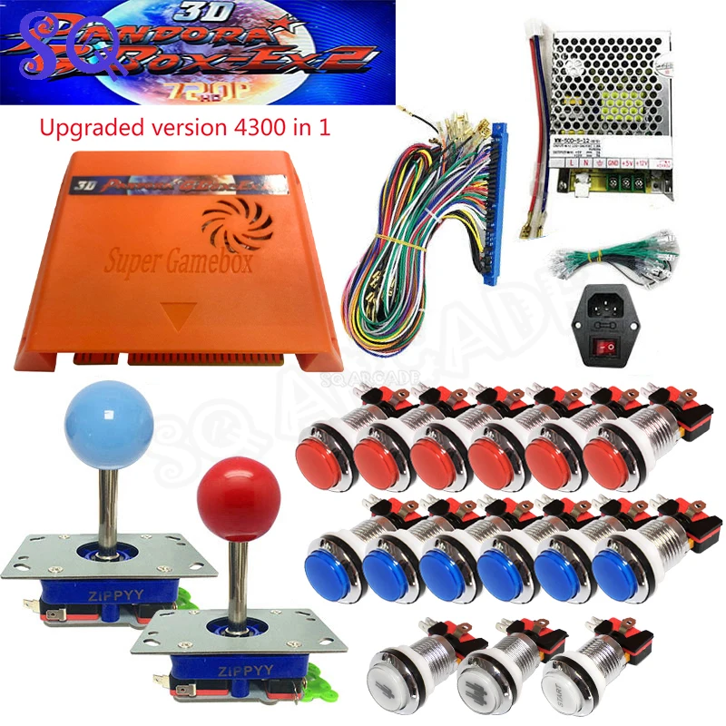 DIY Pandora Jamma Arcade Kit 4300 in 1 Game Board Zippy Joystick Chrome Button for Arcade Cabinet Machine