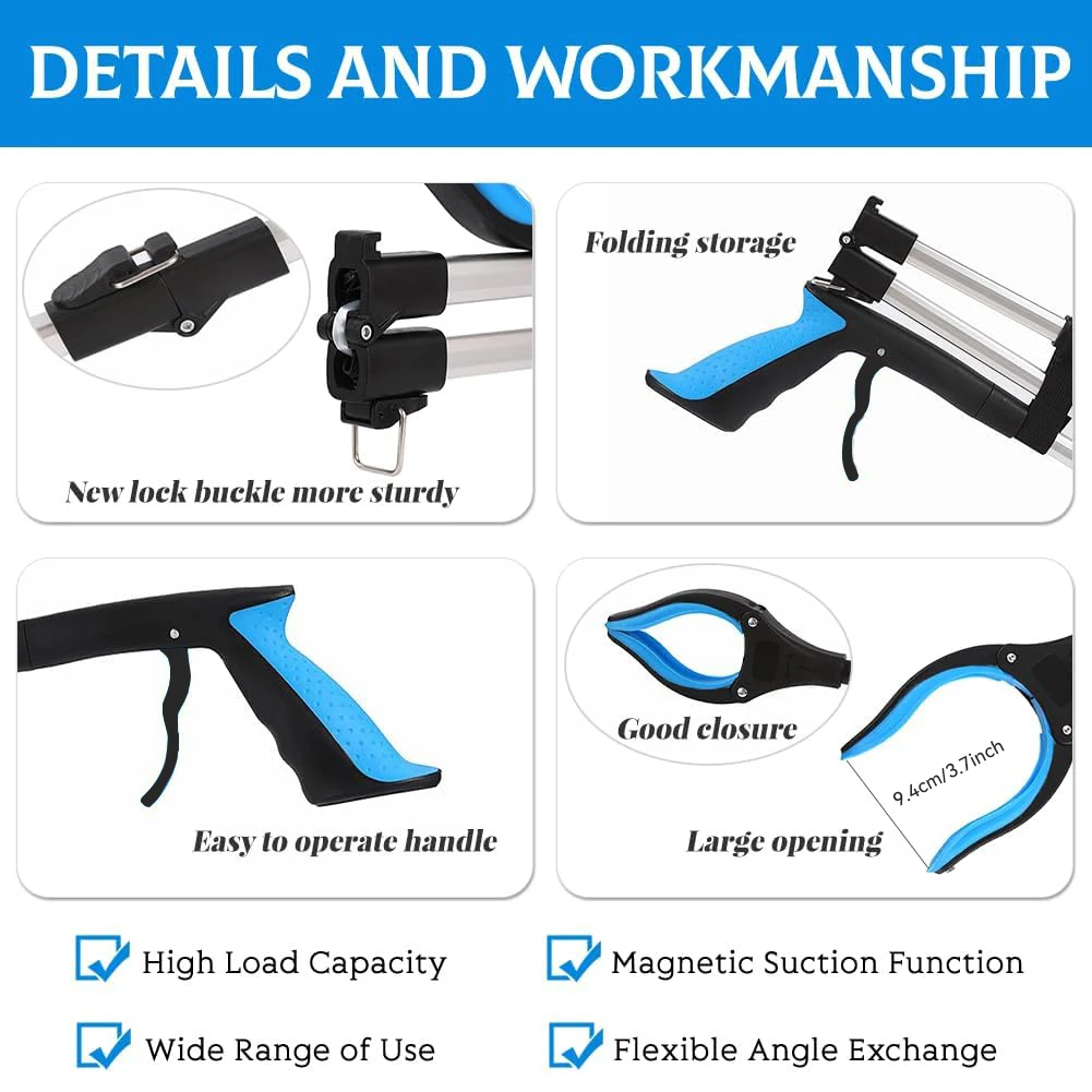 Reacher Grabber Tool, 43" Extra Long Grabbers for Elderly, Lightweight Handy Trash Claw Grabber with Magnets 4