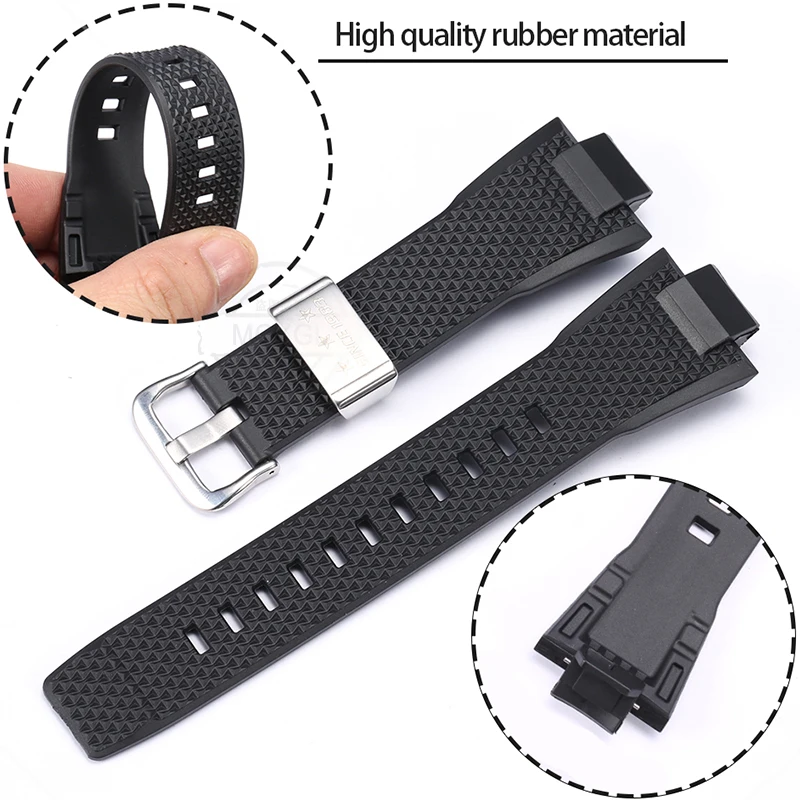 Durable Rubber Replacement Strap for Men's Sports Watches – Waterproof Resin Bracelet
