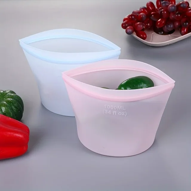 3 pièces sac de stockage des aliments en Silicone sac à fermeture éclair debout réutilisable conteneurs étanches sac frais sac de stockage des aliments sac à fermeture éclair d'enveloppe fraîche 2
