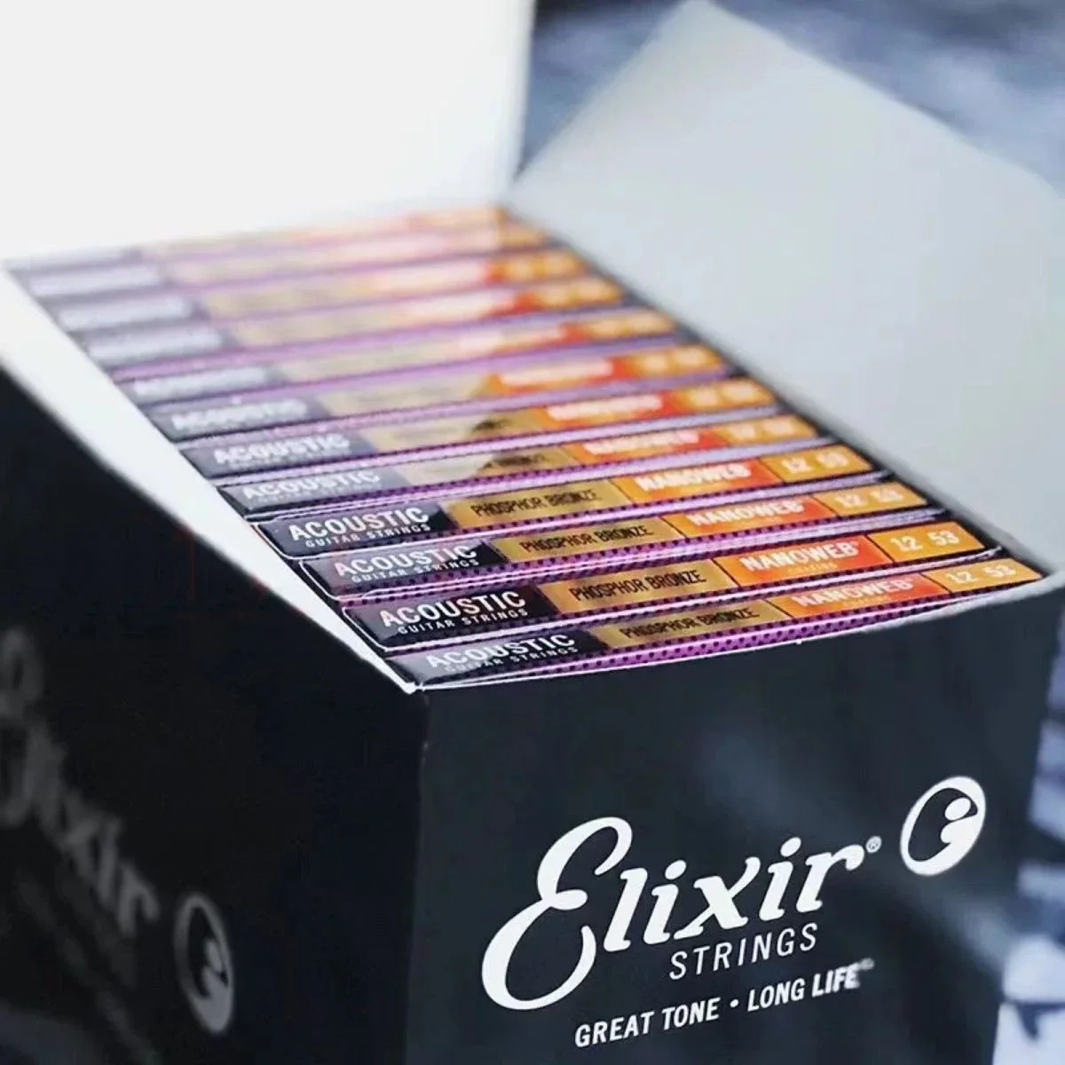 Guitar Strings 12 Packs Elixir Acoustic/ Electric Guitar String Nanoweb Bronze Phosphor For Electric Play Popular Music Rock 11002 16027 16052