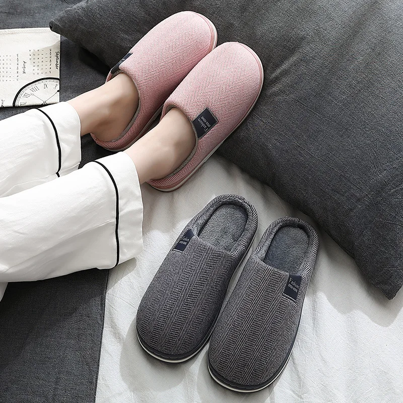 

Youpin Home cotton slippers female winter couples home non-slip large size autumn and winter plush warm men's cotton slippers