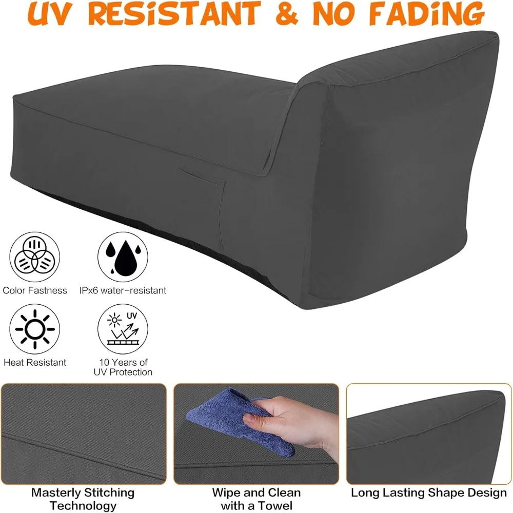 Outdoor Chaise Lounge Chair, Sunbed UV Resistant Sofa Couch Patio Furniture Waterproof Outside Sunlounge Reclining Sunbathing 5