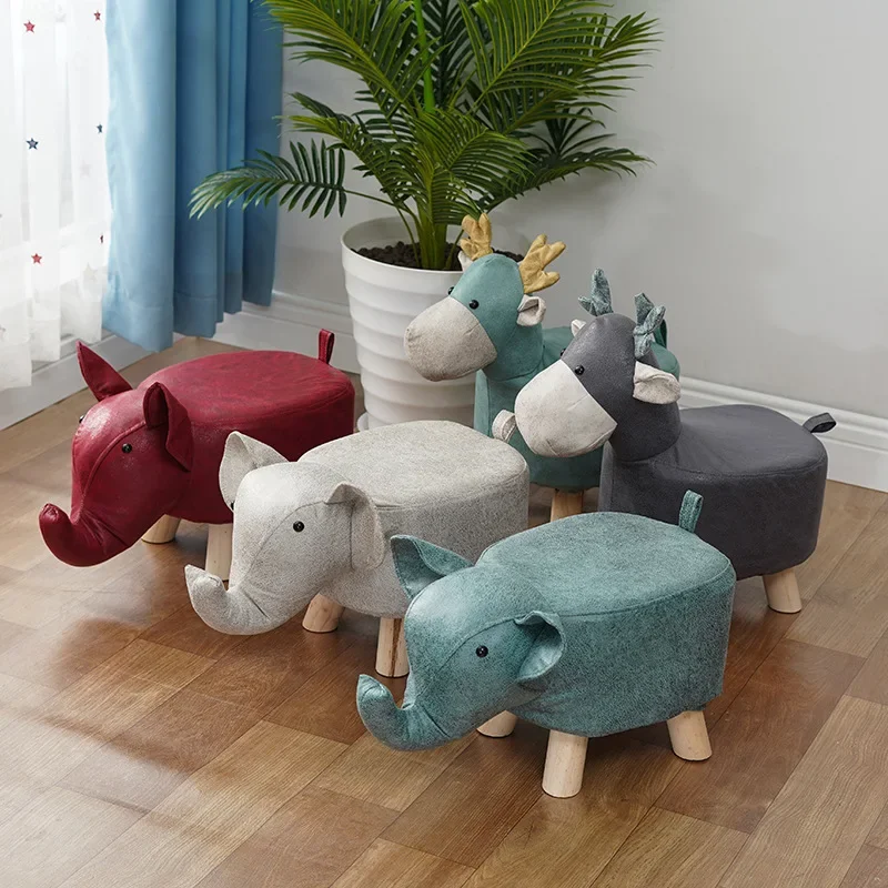 

Small Stool Technology Cloth Animal Stool Solid Wood Fashionable Household Small Living Room Children's Adult Stool