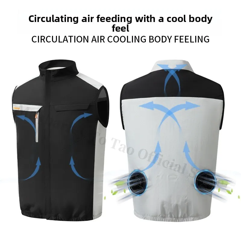COMXZ 2025 Summer Cooling Vest Men Sleeveless Work Jacket with Fan Outdoor High Temperature Sun Protection USB Rechargeable