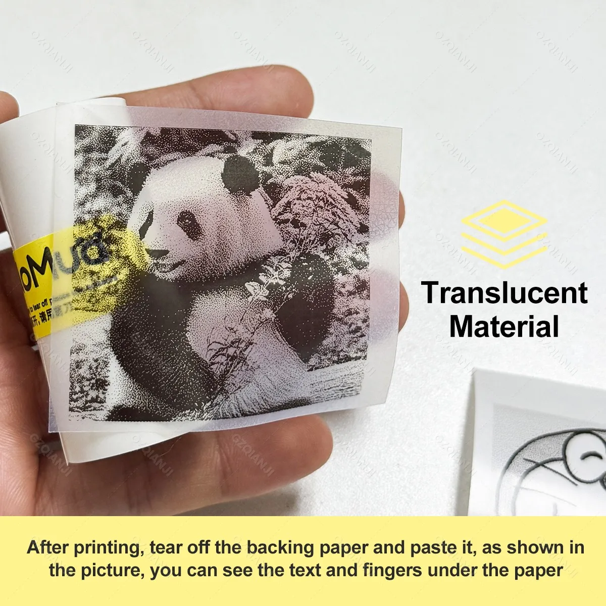 57mm 투명 스티커 사진 용지 미니 휴대용 무선 영수증 프린터 HD 인쇄용 투명 자체 접착 열전사 용지