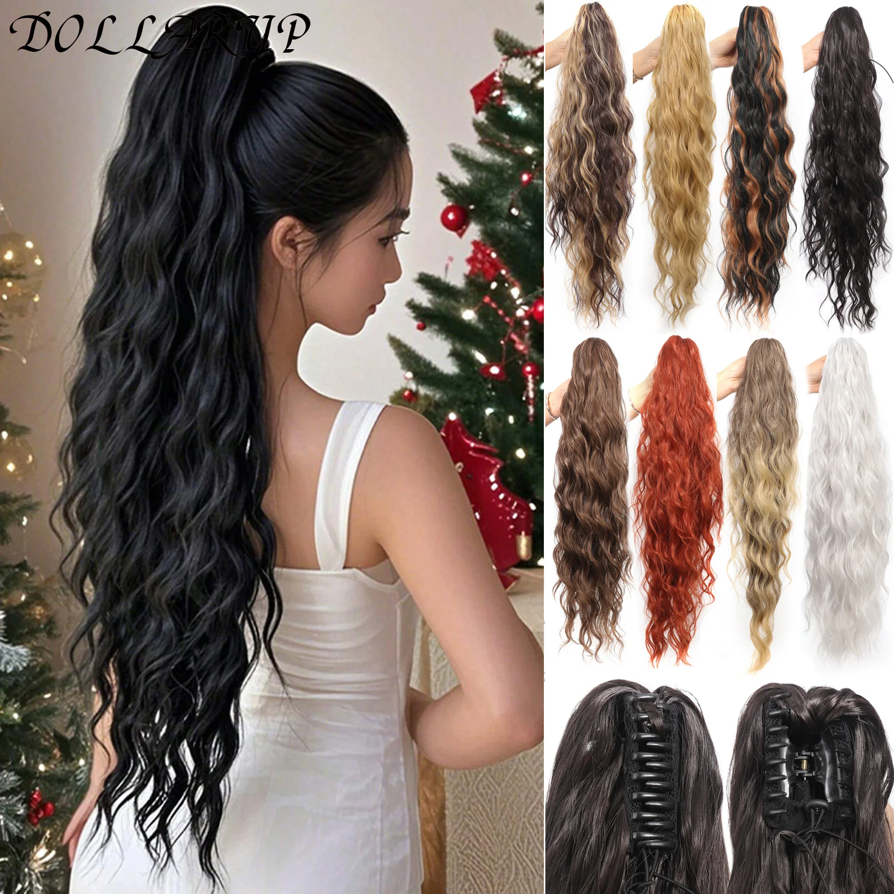 Clip In Ponytail Hair Extension Synthetic 26 Long Wavy Heat Resistant