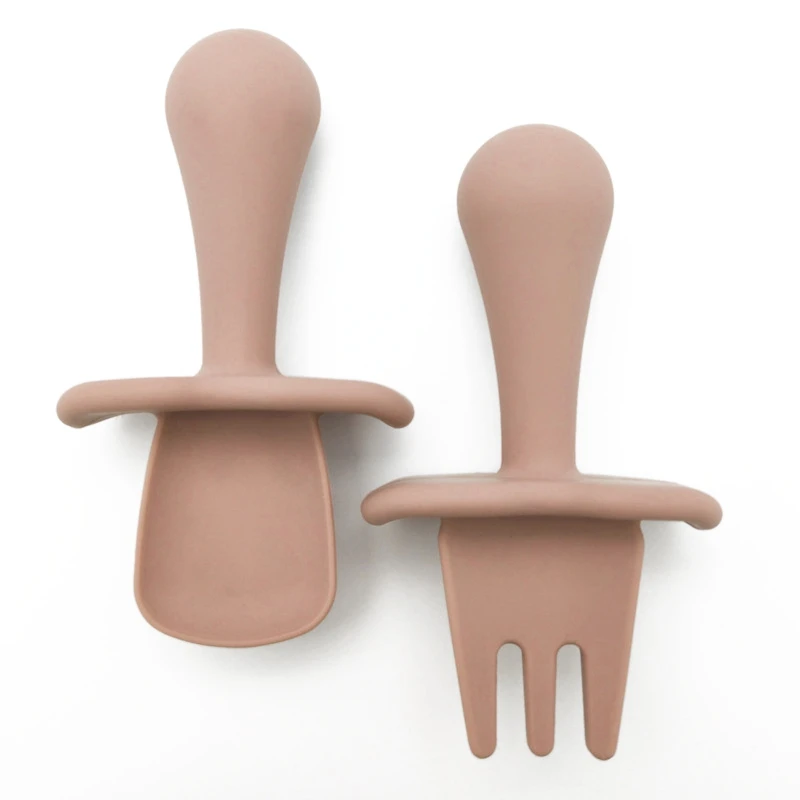 1pc Baby Learning Spoon Silicone Food Grade Mini Fork and Spoon Set Kids Training Dishes Infant Feeding Tableware Accessories