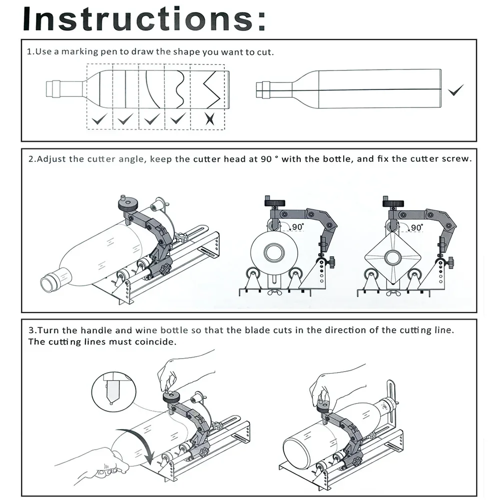 Glass Bottle Cutter Tool DIY Square Round Wine Beer Glass Sculpture Cutter Machine Professional Beer Glass Cutting Bottle Holder