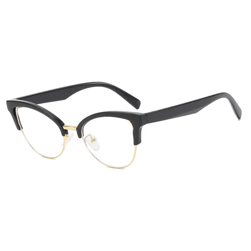 Stylish Hollow Design Semi-Rimless Cat Eye Eyeglass Frame