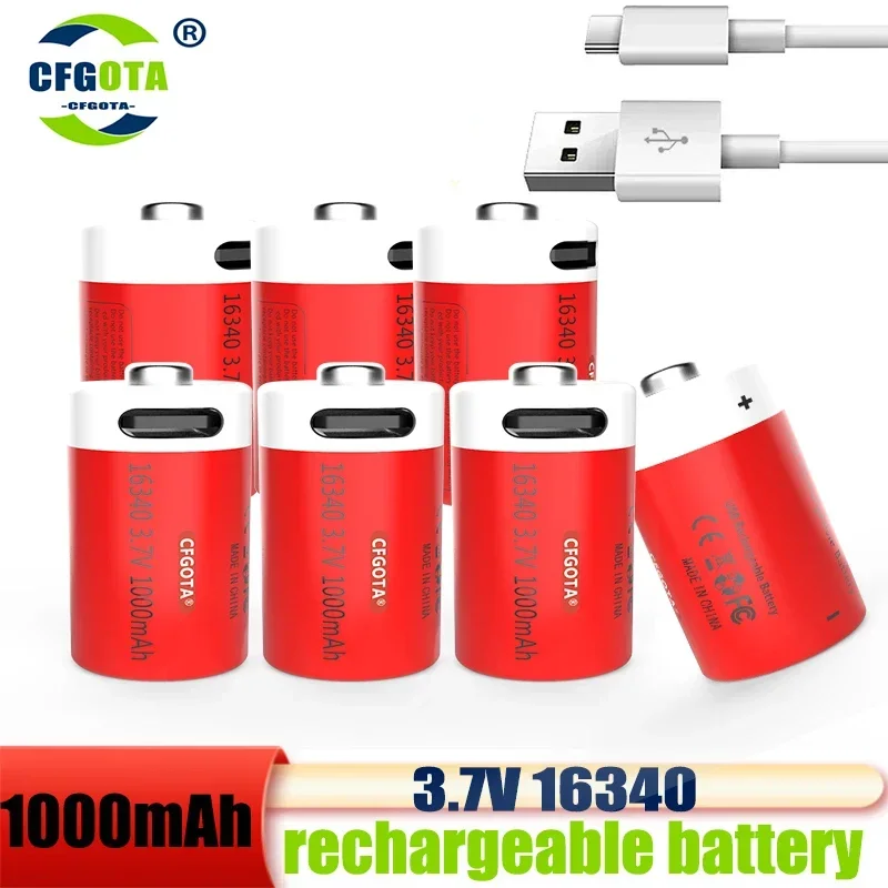 

1-8 шт. Новый USB-аккумулятор для быстрой зарядки shbe CR123A 123A CR123 ICR 16340 3,7 в литий-ионный аккумулятор на 1000 мАч