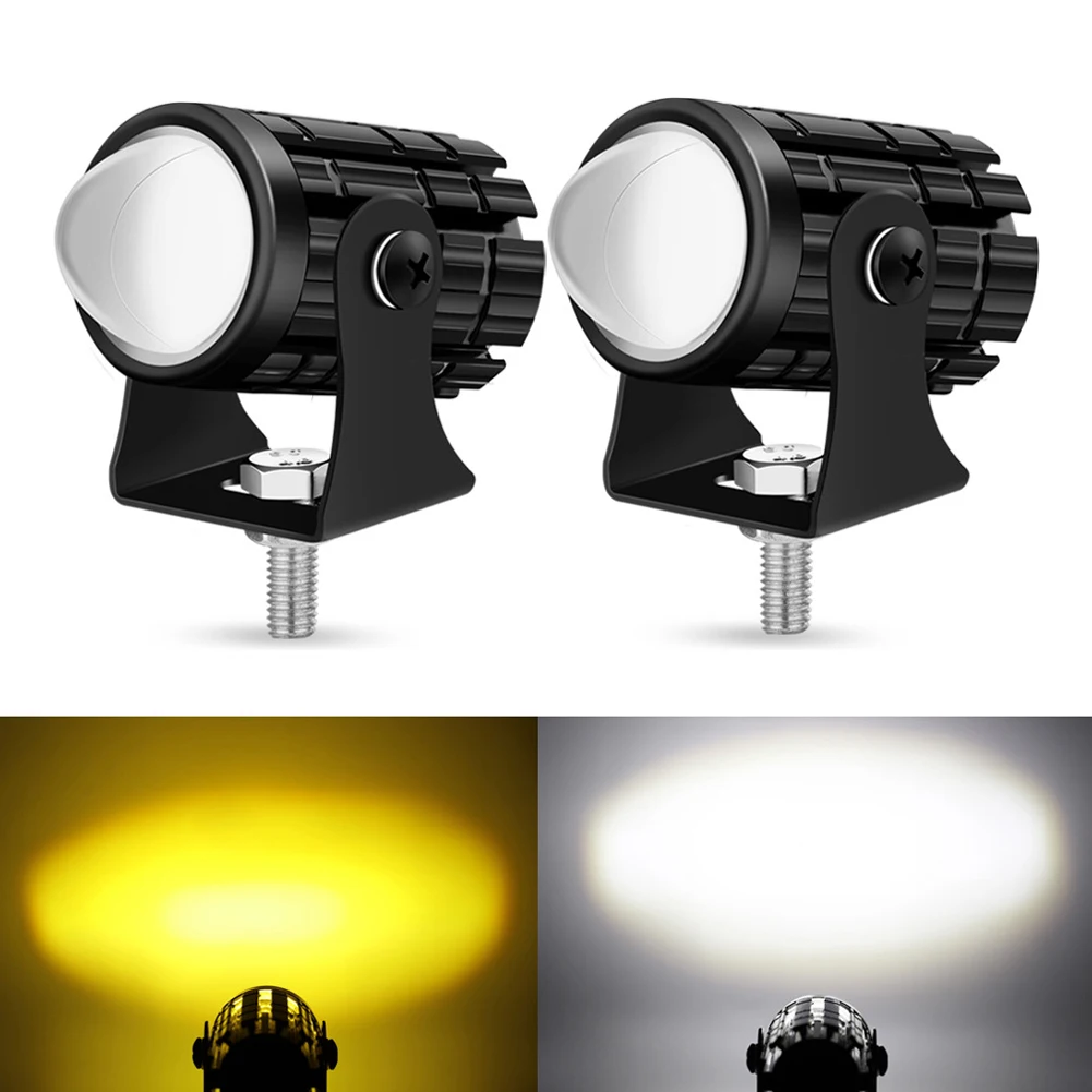 LED Motorcycle Lights Dual color small steel cannon 12-80V waterproof LED motorcycle spotlights headlights high low beams