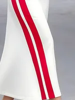 UOOZEE Womens Fashion Drawstring Striped Hooded Midi Dress Contrast Color Long Sleeves Loose Casual Office White Long Dresses - Image 3