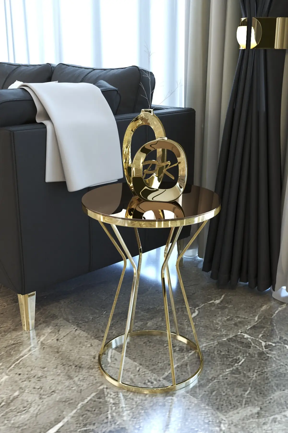 

Gold Metal Coffee Table Single Glass Scandinavian Coffee Table Nightstand Tea Coffee Service Table Round Living Room