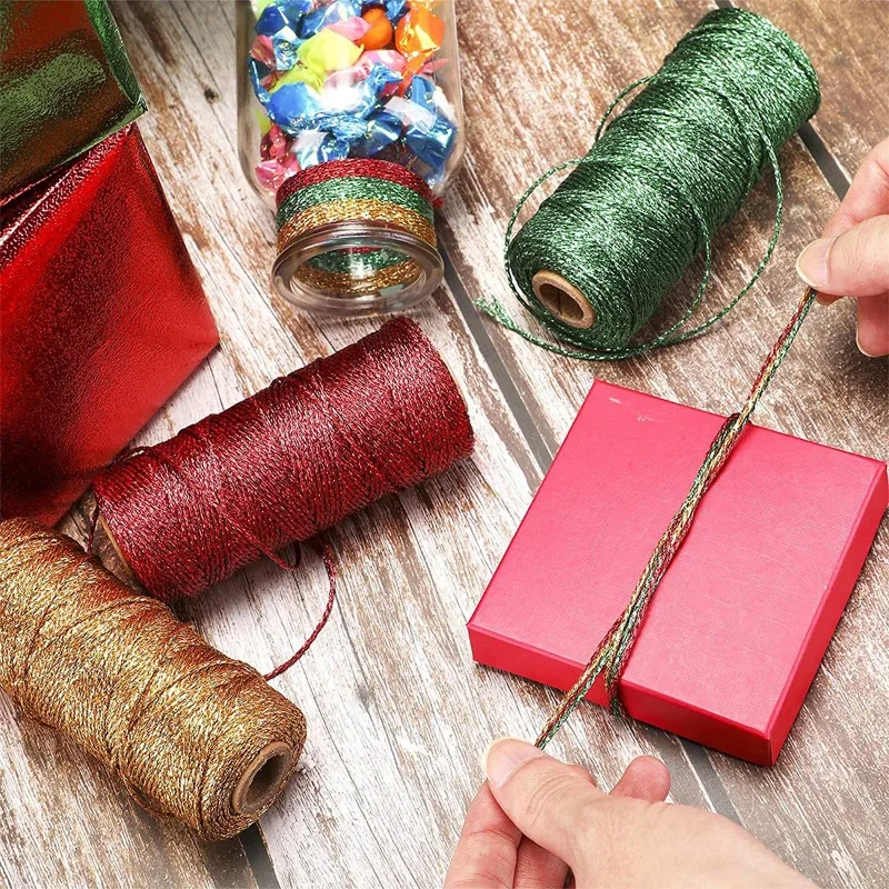 Metallic bakers twine string 1mm 100 meters for DIY crafts packing materials decorative wrapping gold silver cords thread