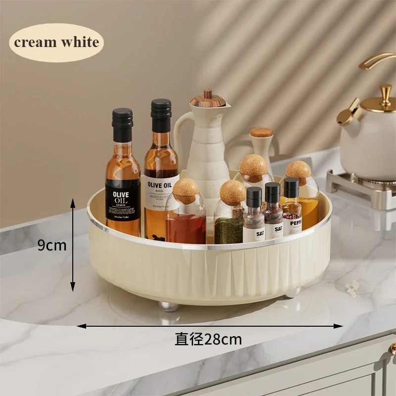 360&deg; Rotating Seasoning Storage Rack Cosmetics Snack Food Organizing Turntable Kitchen Seasoning Bottle Storage Rack Fruit Tray Spice Rack Storage Tray Rotating Storage Organizer Rotating Stand
