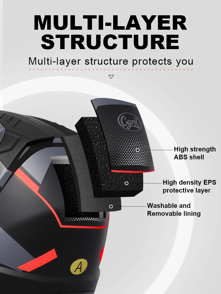 Motorcycle Helmet Dual Visor Modular Flip Up Full Face Helmet for Adult Men Women DOT ECE Approved Casco Moto CYRIL AH121