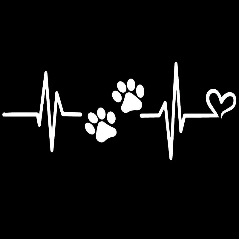 

Car Art Pattern Accessories Heartbeat Custom Stickers Liveline Dog Paw Pet Theme Window Glass Exterior Parts Decals KK14*11CM