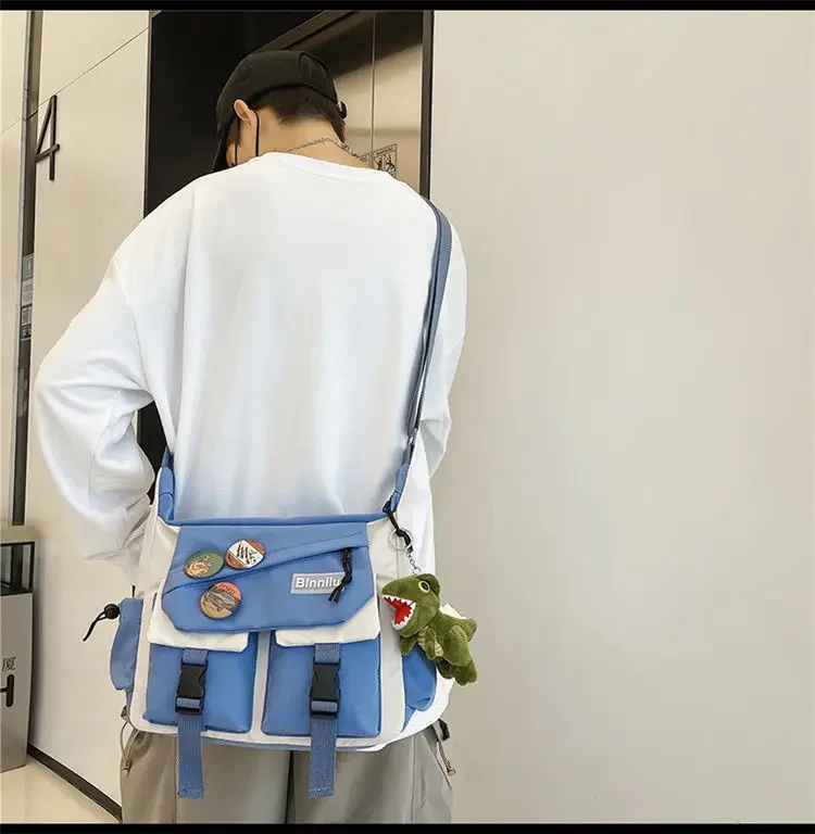 S7b7dae01b15a4b1f9208f02fa7fcb160n Harajuku Men Nylon Crossbody Bags for Women Messenger Bag Girls School Book Bags Youth Canvas Handbags Shoulder Bag Sac Bolsas