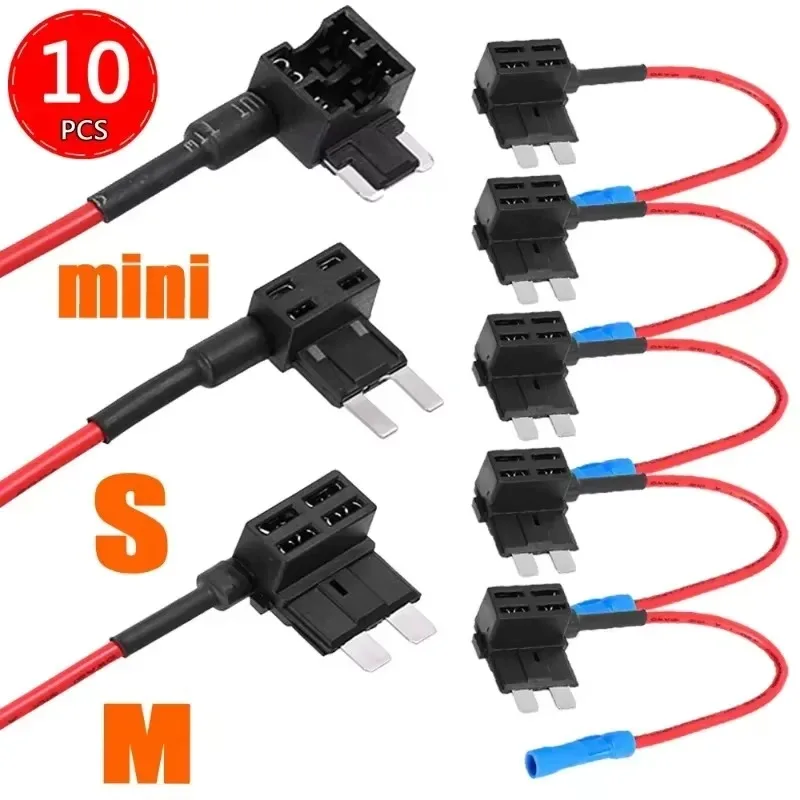Automotive Fuse Box Circuit Adapter Mini Small and Medium Size ATM Blade Fuse for Car Van Motorcycle RV Boat Tractor TAP Adapter fuse box circuit adapters and fuse set