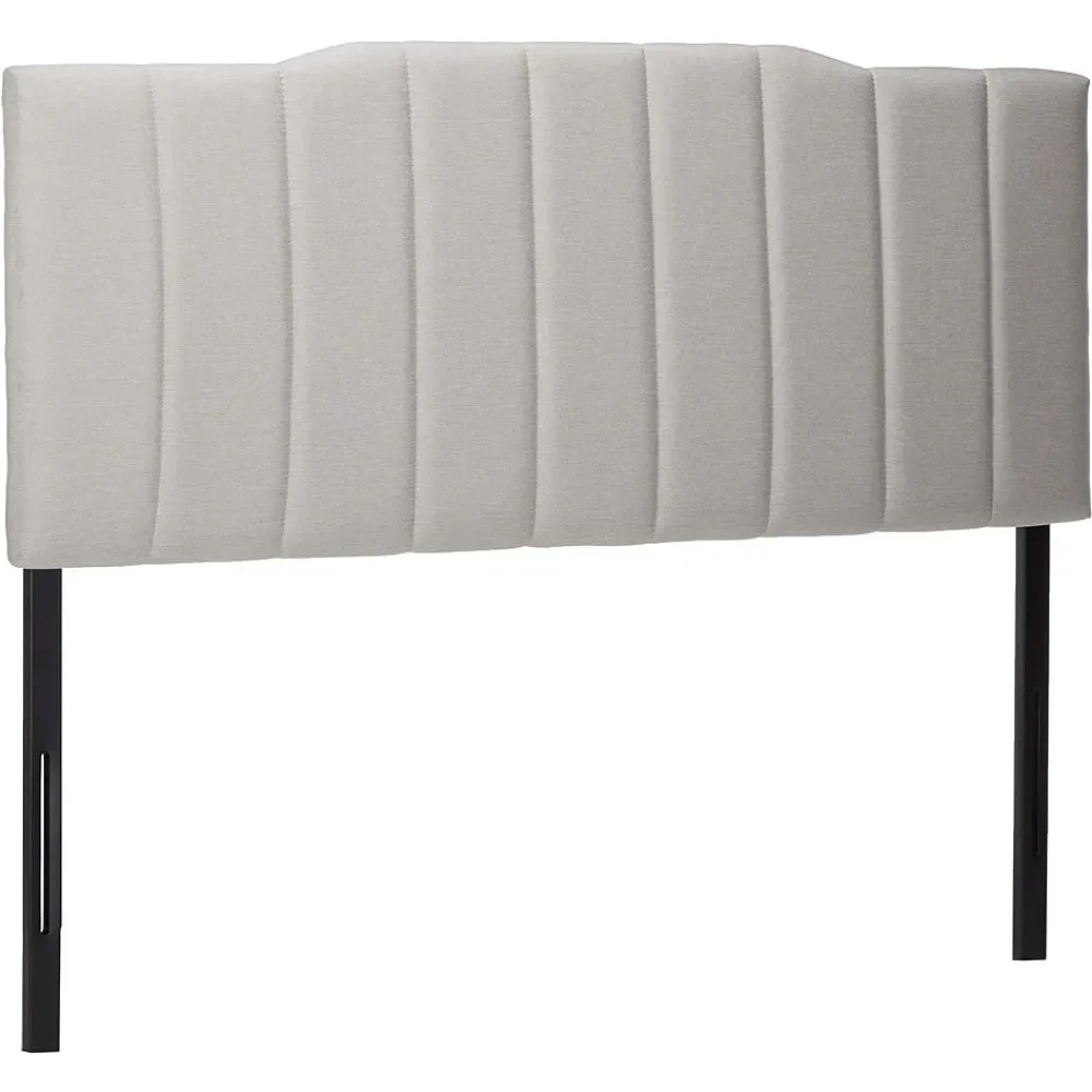 

Upholstered Channel Stitched Headboard in Light Grey Bedroom Furniture Home