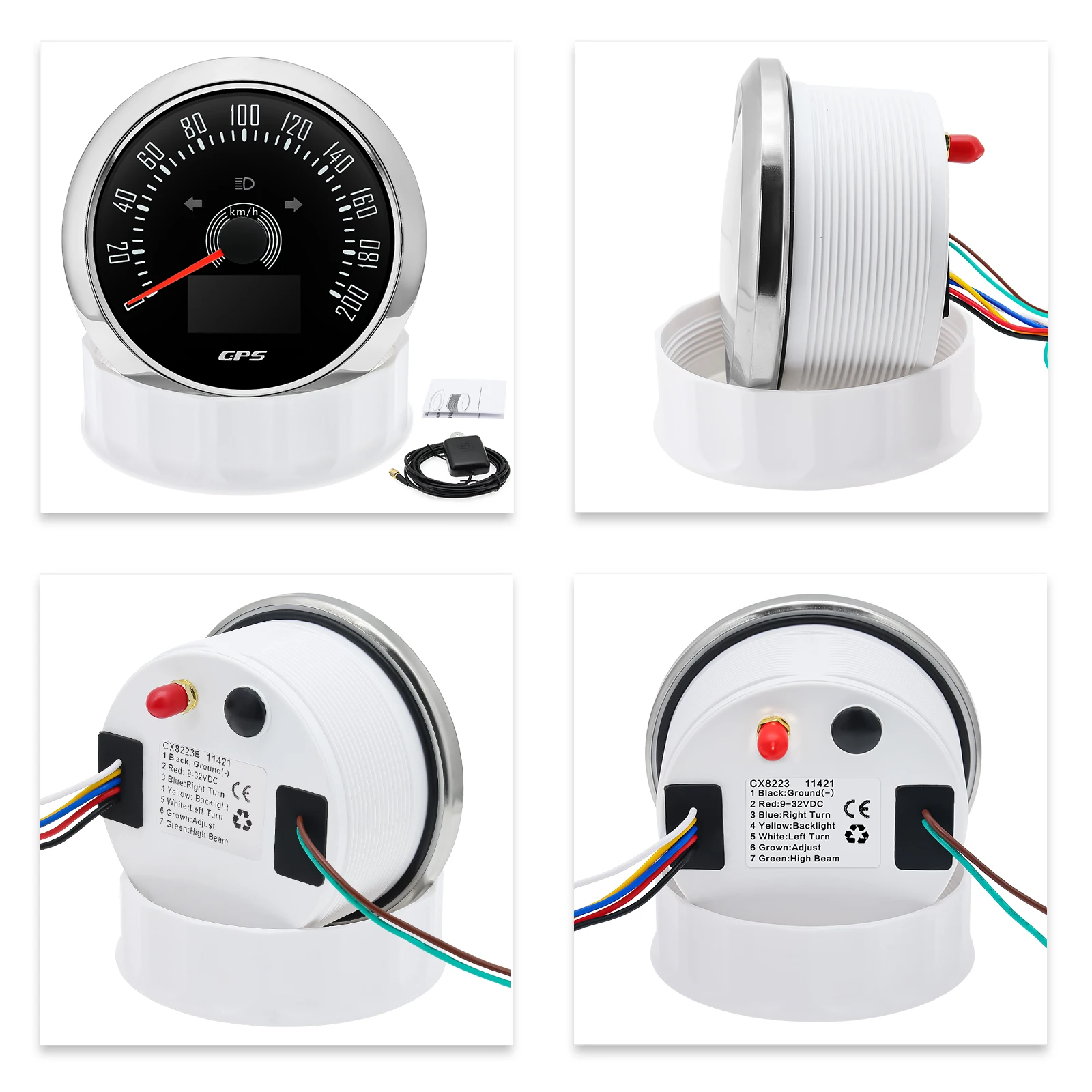 85mm GPS Speedometer Speed Meter Speed Gauges With Antenna For Motorcycle Yacht Boat Car Waterproof Odometer Trip ODO COG 9-32V 7 Colors