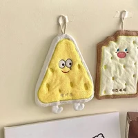 Cartoon Food Cheese Hand Towel Hanging Towels Double-thickness Absorbent Hand Towel Kitchen Bathroom Soft Coral Velvet Towels 3