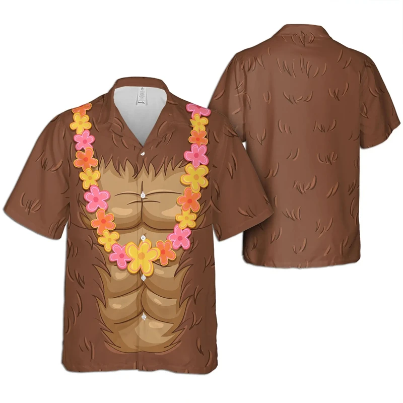 Hawaii Sea Beach Cospaly 3D Print Shirts Summer Men's Fashion Oversized Funny Short Sleeve Blouses Female Clothing Camisa Lapel 2