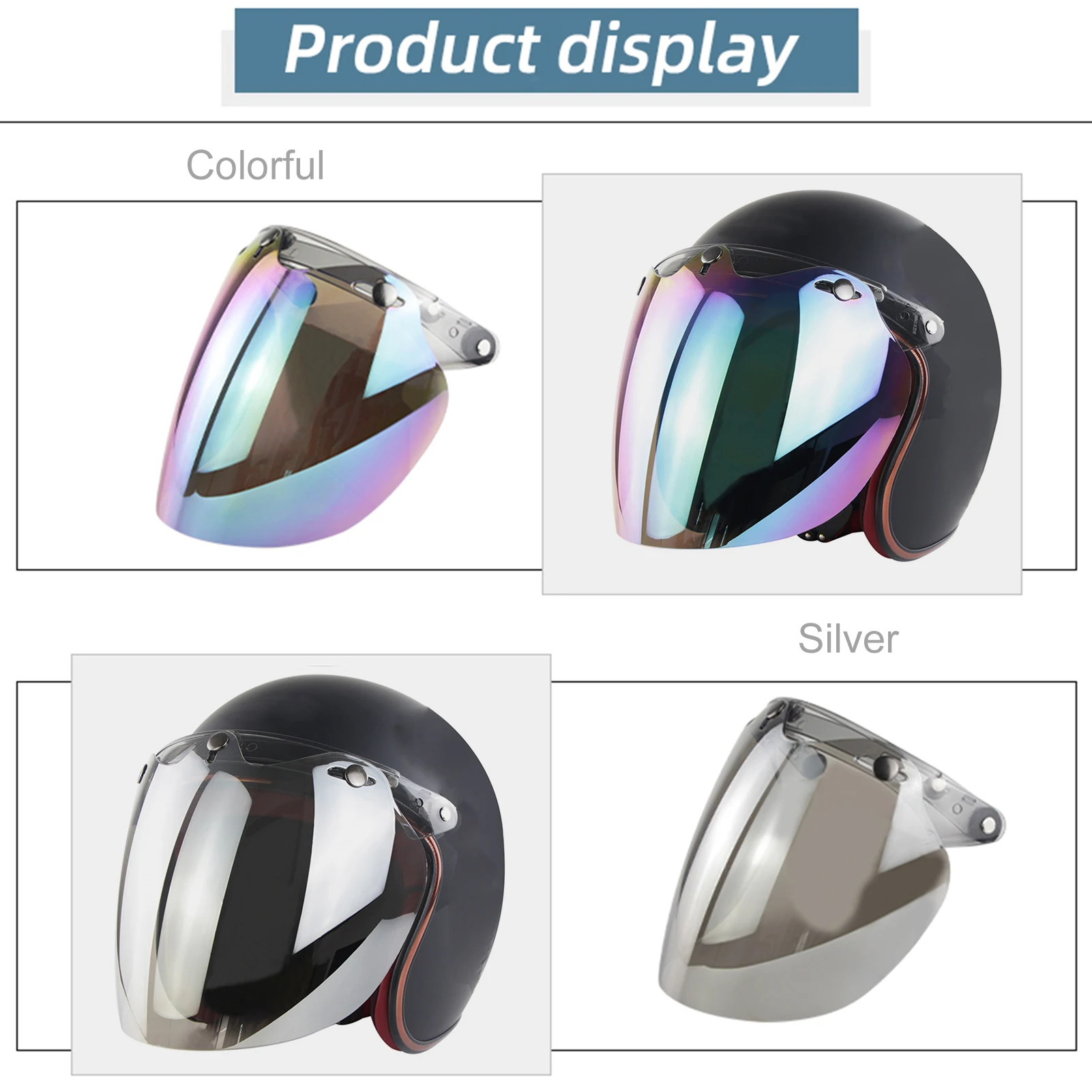 Open Face Helmet Visor Motorcycle Helmet Bubble Lens 3-Snap Bubble Wind Shield Visor Anti-UV /Anti-fog Motorcycle Helmet Lens