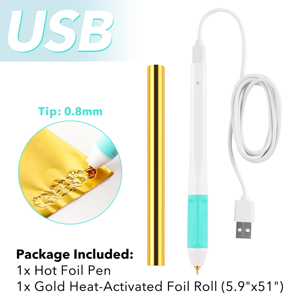 Foil pen 0.8mm USB Heat-resistant Grip Hot Foil Quill Pen For Paper Leather Heat Actived Gold Foil Diy Scrapbook Craft Tool