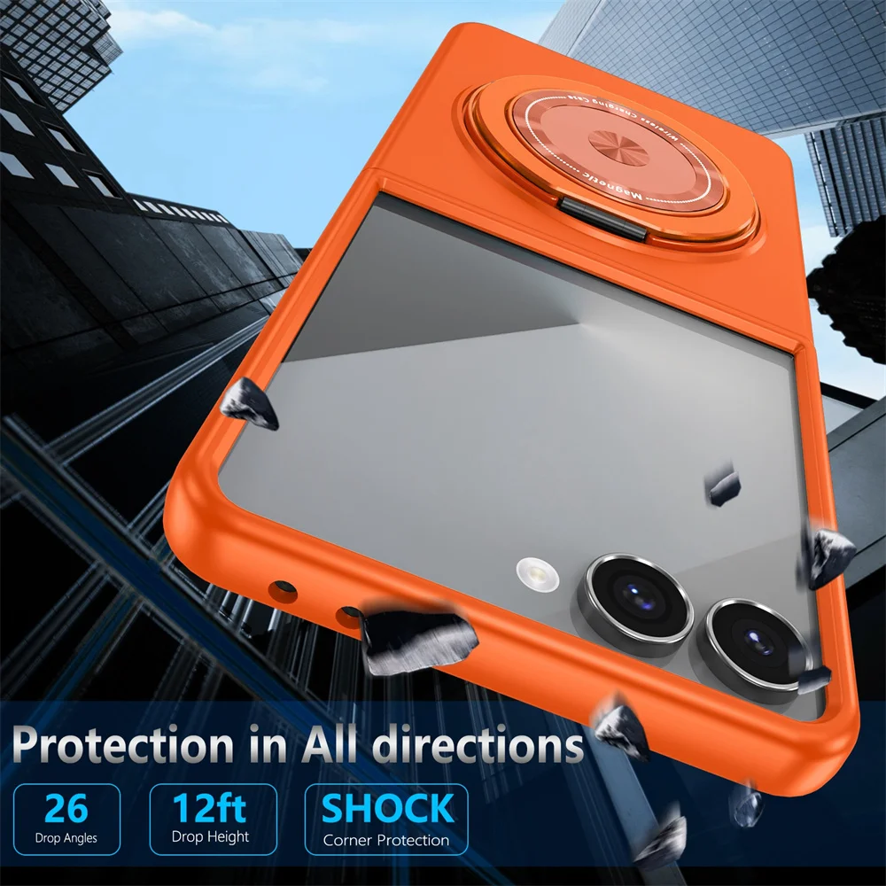 Solid Color Rotating Bracket Magnetic Phone Case with Protective Back Cover