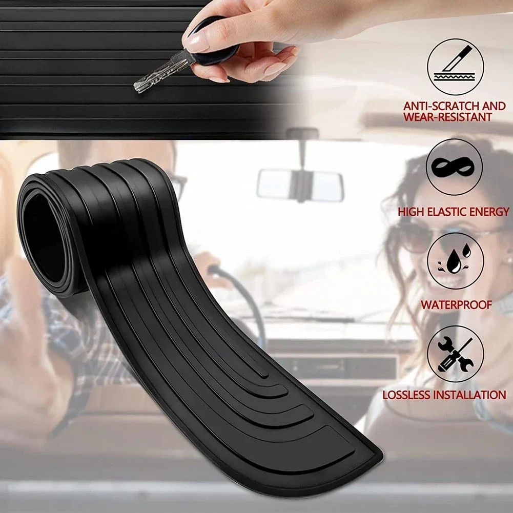 Car Door Sill Plate Protector Rear Bumper Guard Rubber Black PVC Car Sticker Anti-Scratch Anti-Collision Moulding Strip Trim